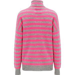 JUMPER 1234 Stripe Roll Collar Jumper - Grey/Pink - Size 1